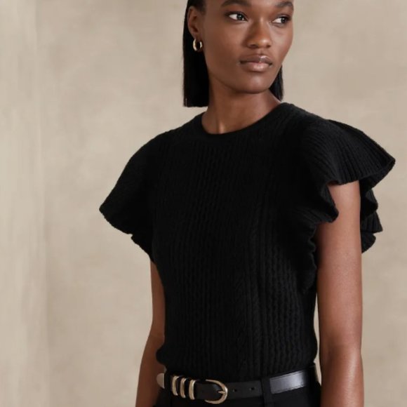 JUNIE WOOL SWEATER TOP (BLACK) - Picture 1 of 6